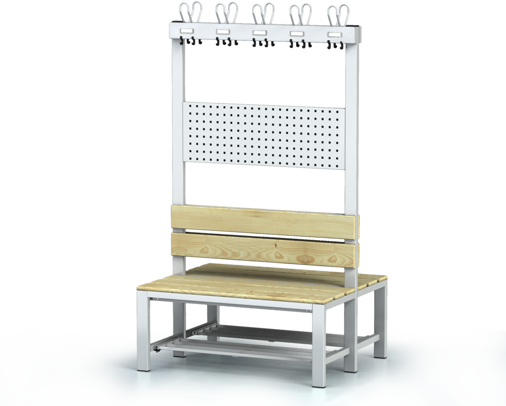 Double-sided benches with backrest and racks, spruce sticks -  with a reclining grate 1800 x 1000 x 830